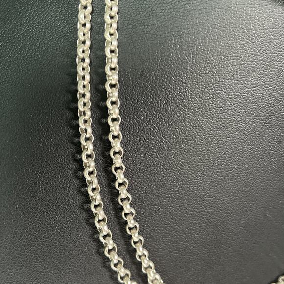 Vintage Designer Couture Signed RM Sterling Silver 925 Chain Necklace 2 Strands - Picture 4 of 9